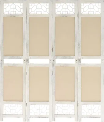 Zdjęcie produktu dla vidaXL 4-częściowa przegroda do pokoju kremowa 140x165 cm - tkanina - przegroda do pokoju - przegroda do pokoju - parawan - parawan