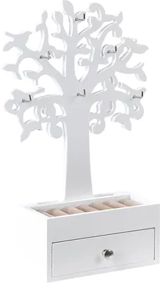 Produktbild von Schmuckaufbewahrung - 19,5 x 31 cm - Weiß - MDF - Metall - mit 6 Haken