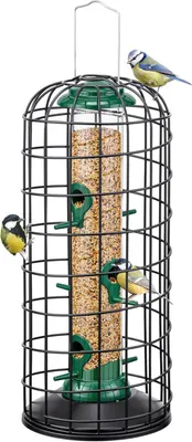 Zdjęcie produktu dla Karmnik dla ptaków 35,5 cm, zielony, metalowy, wiszący, do użytku na zewnątrz