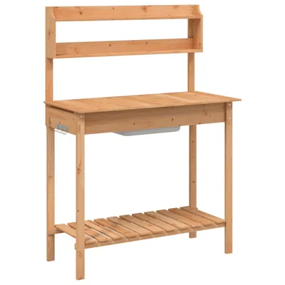 Obrázok produktu pre Stôl na presádzanie s umývadlom hnedý 147,5x44x139,5 cm jedľa