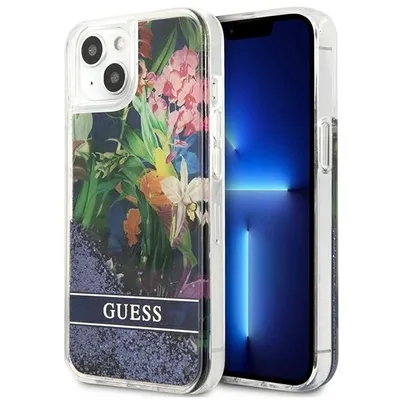 Produktbild von Guess Guhcp13Slflsb Iphone 13 Mini 5,4 Blau/Blaues Hartschalenetui Blume Flüssigglitter
