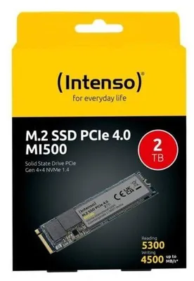 Zdjęcie produktu dla Dysk SSD wewnętrzny Intenso MI500, 2 TB, interfejs NVMe M.2 PCIe Gen 4x4, prędkość odczytu 5300 MB/s