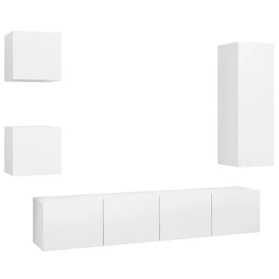 Produktbild von vidaXL 5-tlg. TV-Schrank-Set Weiß Holzwerkstoff