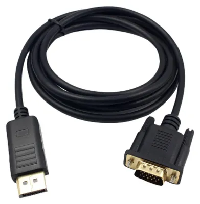 Image de Adaptateur de câble DP vers VGA de 1,8 m pour ordinateur portable, connecteur DisplayPort, convertisseur plaqué or