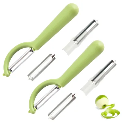 Imagen del producto de Pelador de patatas con 2 cuchillas de repuesto, acero inoxidable, diseño ergonómico