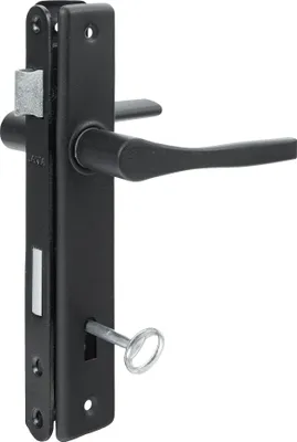 Produktbild von Komplettset Türgriff+Schloss Schwarz 90/22