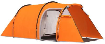 Produktbild von Tunnelzelt für 2-3 Personen, Campingzelt mit Vorraum Lampenhaken 2000mm Wassersäule Orange