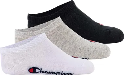Produktbild von Champion Kinder Socken, 3er Pack - Sneaker Socken, Logo, einfarbig Schwarz/Grau/Weiß 31-34