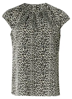 Produktbild von Comma Damen Bluse aus Satin, gemustert, mit Kappärmeln und zeitlosem Schnitt
