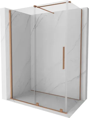 Produktbild von Mexen Velar ausziehbare Duschabtrennung 150 x 85 cm, transparent, Kupfer gebürstet - 871-150-085-01-65