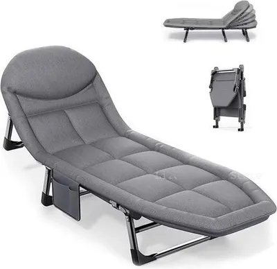 Obrázek produktu pro Polní lůžko – Polní lůžka pro 1 osobu – Kempingové lůžko – 65 x 200 x 32 cm – Nosítka – Skládací kempingové lůžko – S matrací – Pro dospělé – Šedé
