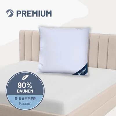 Produktbild von Daunenkissen, 3-Kammer Kopfkissen 80x80 cm, Kissen 90% Daunen / 10% Federn (Außen), DOWNPASS, CASIMUM
