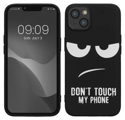 Produktbild von kwmobile Hülle kompatibel mit Apple iPhone 13 - Handyhülle Silikon Case - Don't touch my Phone Weiß Schwarz