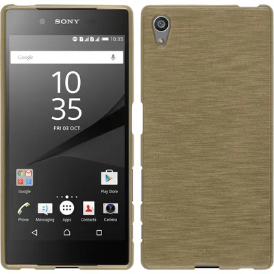 Produktbild von PhoneNatic Case kompatibel mit Sony Xperia Z5 - gold Silikon Hülle brushed + 2 Schutzfolien