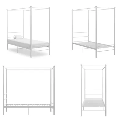 Produktbild von vidaXL Himmelbett Weiß Metall 90x200 cm - Bettrahmen - Metall-Bettrahmen - Bett - Betten