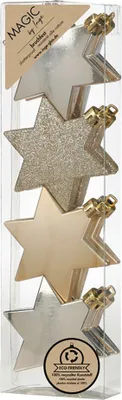 Produktbild von Christbaumschmuck Sterne 6cm Kunststoff 8er Set - Creamy Gold
