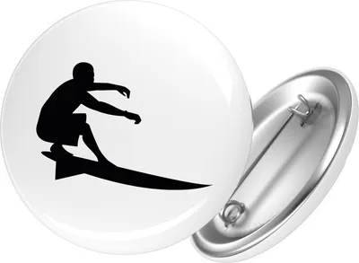 Produktbild von Huuraa Button Surfen Silhouette 25mm rund mit Sicherheitsnadel Ansteckbutton Geschenkidee