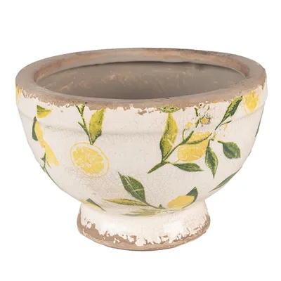 Produktbild von Clayre & Eef Blumentopf Ø 17x11 cm Gelb Keramik Zitrone