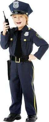 Polizei Kostüm Polizeimeister Tom mit Walkie-Talkie für Kinder 4-10 Jahre blau Beruf Police Officer Berufe Uniform Fasching Karneval Mottoparty Kinderfasching Rollenspiel
