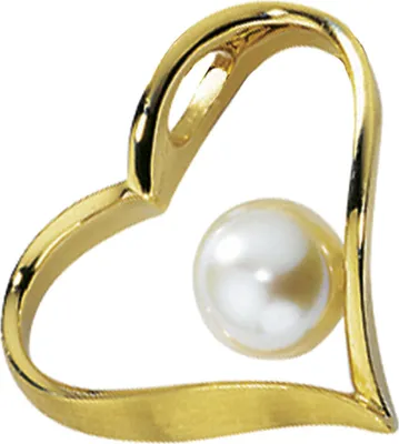 Produktbild von Anhänger Herz mit Süßwasser Zuchtperle 585 Gold Gelbgold Goldanhänger Damen