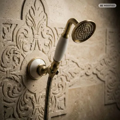 Produktbild von PaulGurkes Brausegarnitur Handbrause Messing Bronze Retro Nostalgie Keramik