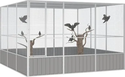 Obrázok produktu pre vidaXL Vtáčia klietka šedá 302,5x324,5x211,5 cm Pozinkovaná oceľ