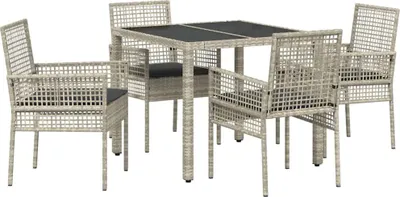 Immagine prodotto di vidaXL Set da pranzo per esterno, 5 pezzi, rattan sintetico grigio chiaro