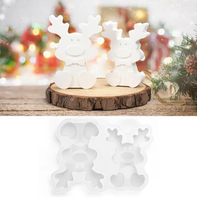 Produktbild von 2 Stück Silikonform Elch, Gießformen Weihnachten für DIY, flexibles Silikon
