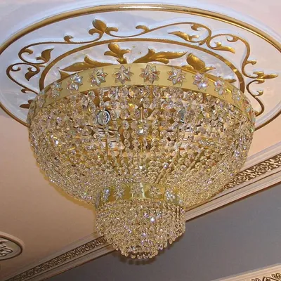 Produktbild von Casa Padrino Luxus Barock Kristallglas Deckenleuchte Gold Ø 80 cm