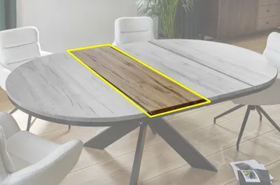 Produktbild von Einlegeplatte Nottingham Eiche massiv Rustikale Eiche geölte Optik 1x 40x120 cm für 120er Esstisch