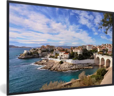 Produktbild von MuchoWow® Gerahmtes Poster Meer - Marseille - Frankreich 30x20 cm - Poster mit Schwarzem Bilderrahmen Wandposter Rahmen Foto Bilder - Kunstdruck - Bild-Poster