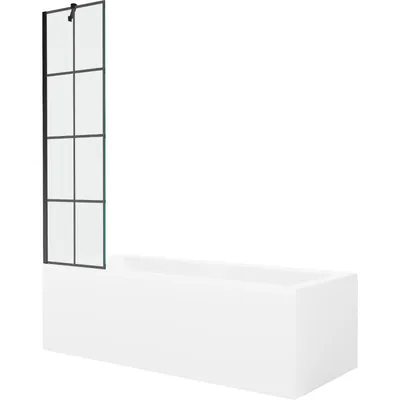 Obrázek produktu pro Mexen Cubik obdélníková vana 170 x 70 cm s pláštěm 1-křídlovou zástěnou 50 cm, Černý vzor - 550317070X9505007077