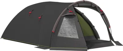 Produktbild von Tunnelzelt für 4 Personen leicht, stabil wasserdicht UV 50+ Campingzelt mit Vordach Doppeltür Schwarz