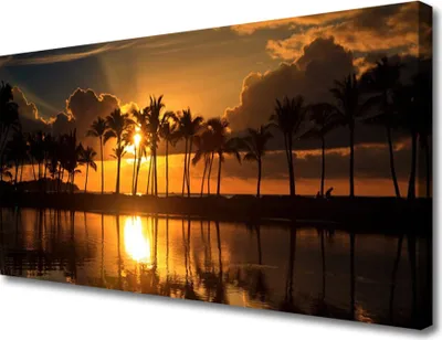 Produktbild von Tulup Leinwand-Bilder 100x50 Wandbild Canvas Kunstdruck Bäume Sonne Landschaft