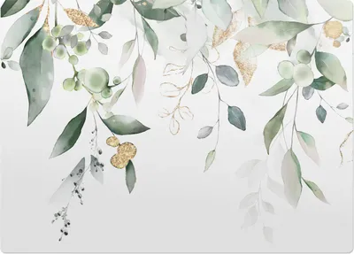 Produktbild von Aquarellzusammensetzung Von Blättern – Bodenschutzmatte – Rutschfest – Schutzmatte für Büro – Vinylmatte – Stuhlunterlage – 140 x 100 cm