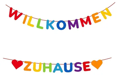 Produktbild von Willkommen Zuhause Banner - Filz-Girlande zur Dekoration - Mehrfarbig