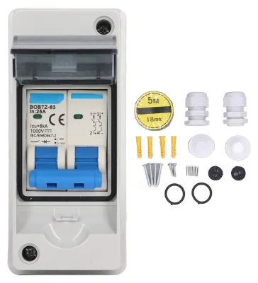 Produktbild von DC-Trennschalter, Blitzschutz, 25 A, Miniatur-Leistungsschalter mit wasserdichtem IP65-Verteilerkasten, 1000 V