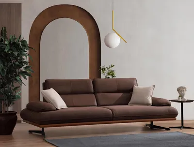 Immagine prodotto di Elegante divano a tre posti in ecopelle marrone per una casa moderna