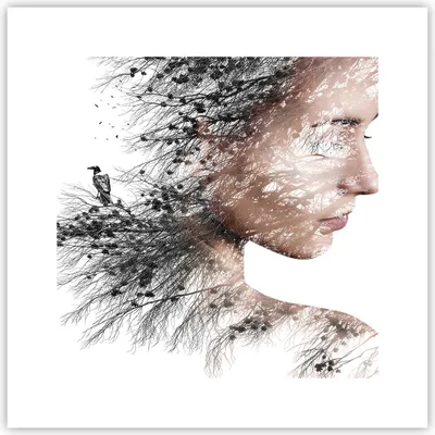 Produktbild von Poster - Poster ohne Rahmen - Frau doppelt Belichtung - 30x30 cm - Wand Bild - Wanddeko - Wandbilder - Kunstposter - Wandposter - Bilder - Kunstdruck - Wanddekoration - Wandbild - P2XAC30x30-4338