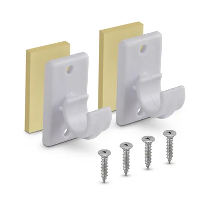 Produktbild von Ersatzträger Set Weiß 2,5 cm 4er Pack – Kunststoff Träger für Caféhausstangen Ø12 mm, inkl. Montagematerial, für Gardinen