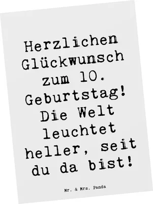 Produktbild von Mr. & Mrs. Panda Grußkarte Spruch 10. Geburtstag Jubiläum - Weiß - Geschenk, Postkarten, Postkarte, besondere Botschaft, bildkarte, Happy Birthday, Geburtstagsgeschenk