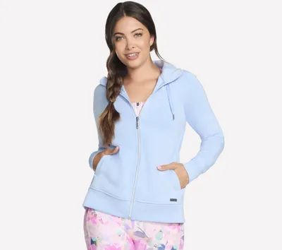 Zdjęcie produktu dla Bluza z kapturem damska Skechers SKECHLUXE ELEVATE HOODED FZ JACKET, model 38703-M, 38703-S, kod produktu SKE-JA196, kolor: biały/lawenda/miętowy