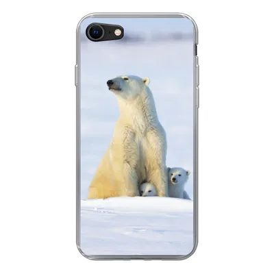 Produktbild von MuchoWow® Handyhülle Schutzhülle Hülle für iPhone SE 2020 Eisbär - Schnee - Jungtiere Silikon Softcase Handy Hülle - Kartenbesitzer