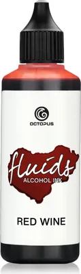Zdjęcie produktu dla 100 ml Octopus Fluids Alcohol Ink RED WINE, atrament alkoholowy do Fluid Art i żywicy, czerwony