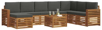 Image de vidaXL Ensemble de canapés d'extérieur avec coussins 9 pièces Nature et Anthracite