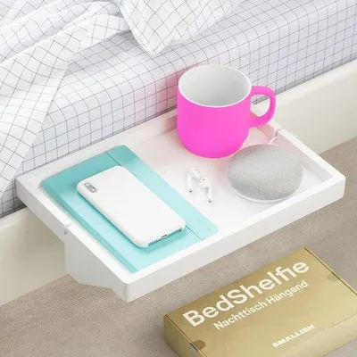 Produktbild von Bambus Nachttischablage zum Klemmen, minimalistisch, platzsparend, für Hoch- und Stapelbetten