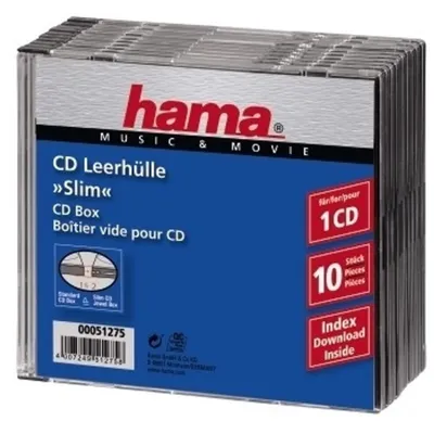 Produktbild von Hama CD Slim Jewel Case, CD-Leerhüllen pack 10 1 Disks Transparent