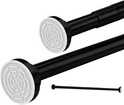Productafbeelding van Uitschuifbare Stang - Telescoopstang Gordijnrail - Douche Ophangen - Zonder Boren - 120-215 cm - Zwart