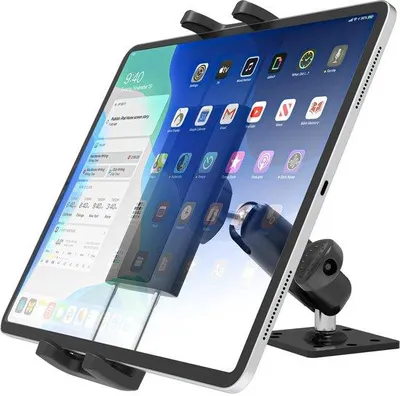 Obrázok produktu pre Univerzálna držiak do auta Ibenzoa® pre ťažké tablety a mobilné zariadenia, s rozmerom 4,7–13 palcov, s 360° otočnou hlavou, vyrobený z hliníkovej zliatiny s kovovým povrchom, vrátane skrutiek a plastových hmoždín
