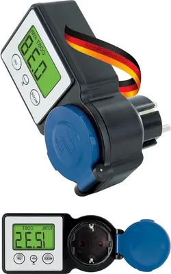 Image de Compteur de consommation d'énergie - Moniteur de consommation électrique - Économies d'énergie - Résistant aux intempéries (IP44) - 3680 Watts - Noir